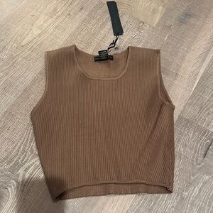 House of Harlow 1960 Tan Ribbed Crop Top
